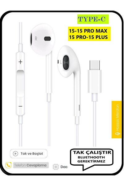 TEKNOPARKTA İphone 16 16 Pro 16 Max 15 15 Pro 15 Pro Max Kulaklık Type C Uyum...