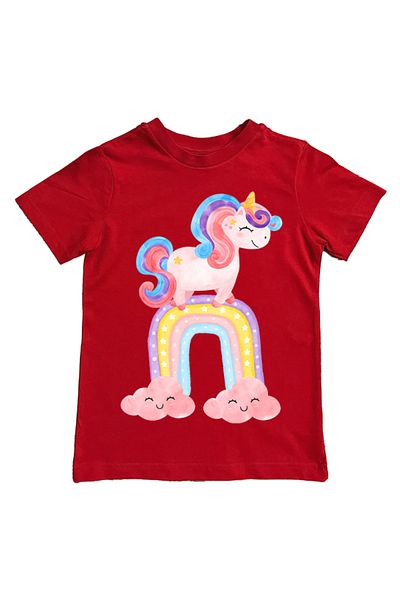 UNICORN printed cotton combed cotton fabric summer children's T-shirt