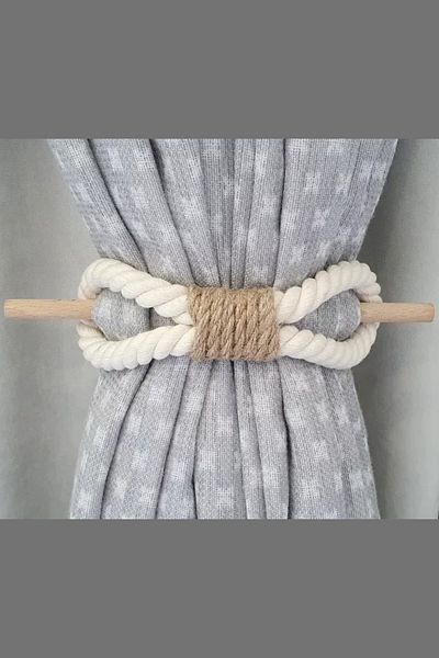 Emtory Home Μονή Κουρτίνα Βαμβακερό Σχοινί Bohemian Curtain Ornament - Κουρτίνα Γραβάτα - Θήκη κουρτινών