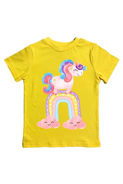 UNICORN bumbac imprimat tesatura din bumbac pieptanat vara tricou copii