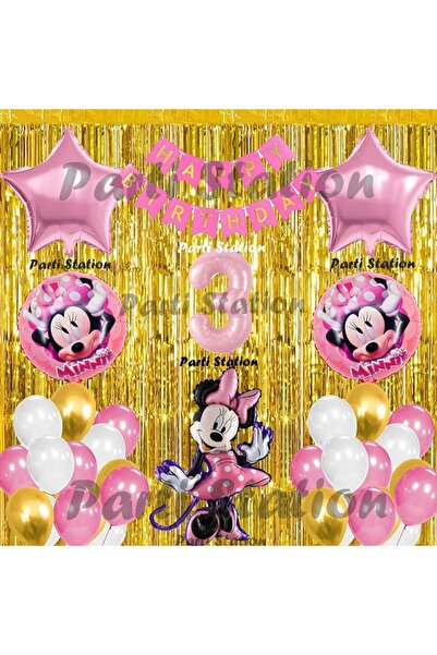 Parti Station Minnie Mouse Balon Set 8 Yaş Minnie Mouse Konsept Doğum Günü Pa...