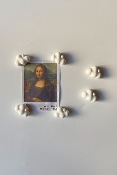 sin istanbul 6'lı Mini Bulut Buzdolabı Magneti Beyaz