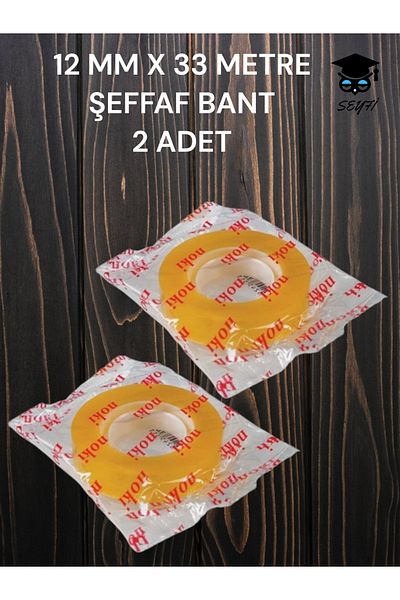 SEYFİKİRTASİYE 2 PCS 12 MM X 33 METER TRANSPARENT TAPE OFFICE TAPE SELEFON TAPE