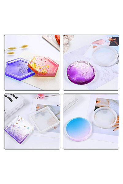 Getshopmini Epoxy Coaster Silicone Mold Set - 4 Pieces