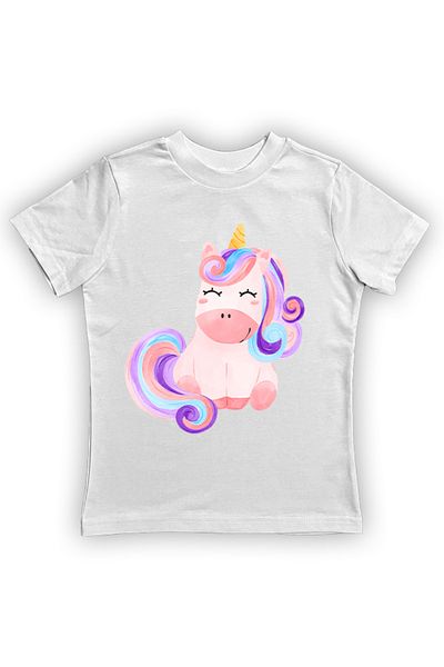 UNICORN εμπριμέ βαμβακερό χτενισμένο βαμβακερό ύφασμα καλοκαιρινό παιδικό μπλουζάκι