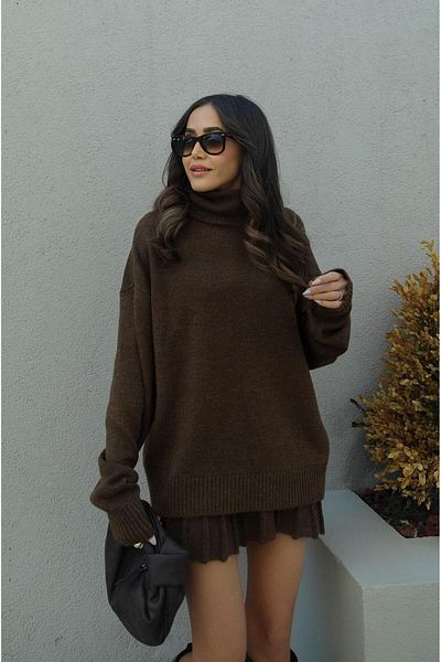 Mooi Butik Гіркий коричневий плісирована міні-спідниця рибалка светр нижній Усть Трикотажний комплект