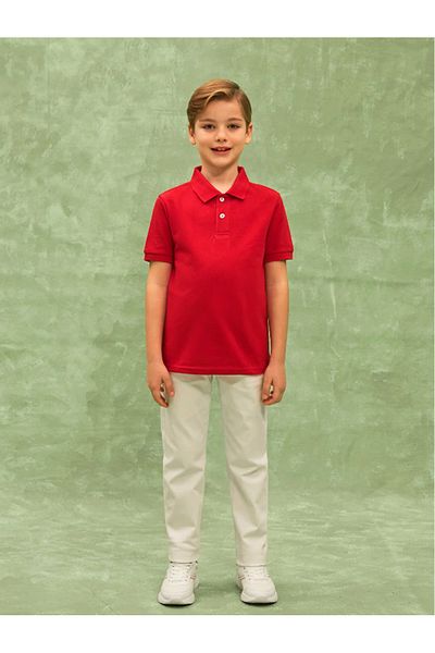 LC Waikiki LCW Kids Polo Collar Basic Short Sleeve April 23 Boys T-Shirt