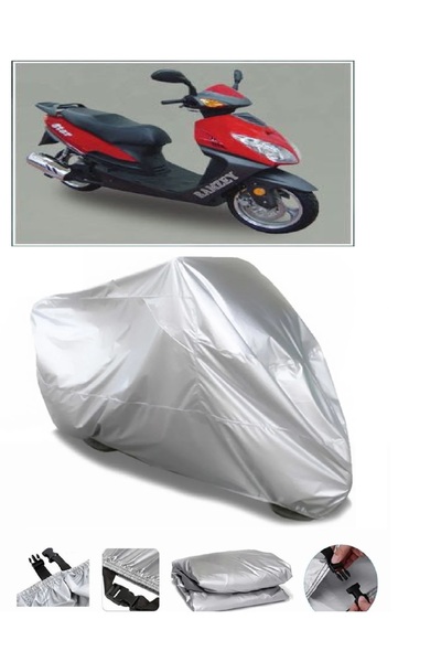 autolion رامزي كاليبسو 125-8 قماش مشمع للدراجات النارية باللون الرمادي عالي ا...