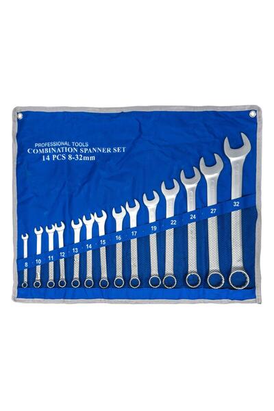 Titi 6111 طقم مفتاح ربط مدمج 8-32 ملم 14 قطعة (مع حقيبة قماش)