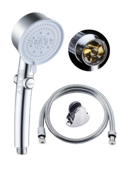 Berev Krom Pervaneli 6 Fonksiyonlu Aç Kapa Turbo Duş Seti Örgülü Hortum Ve As...