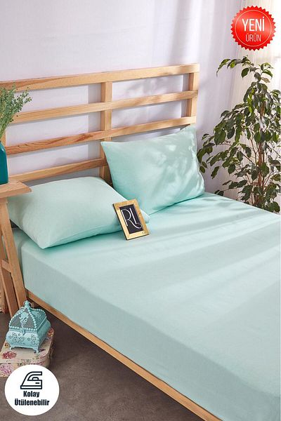 BESTİNA GOLD Elastic Sheet Set Solid Color Cotton-Pillowcase Single-Double Personality-Battal