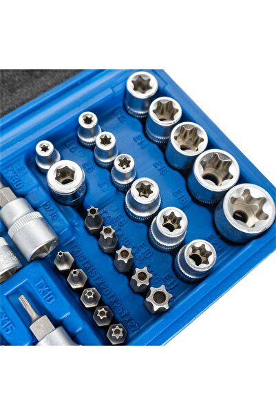 Titi 5529 3/8" - 1/4" Inner-Outer Torx Bit Ended Socket Wrench Set 34 Pieces