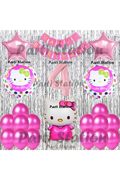 Parti Station Hello Kitty Balon Set 4 Yaş Hello Kitty Sevimki Kedi Konsept Pe...