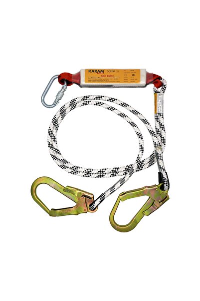 Karam Şok Emici Gövdeli Çift Ip Bacaklı Uzatma Halatı Lanyard