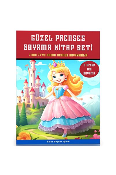 Enine Boyuna Eğitim Lovely Princess Coloring Book Set (3 Super Books)