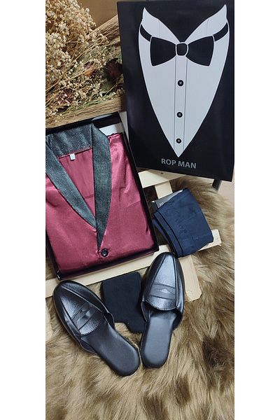 SATTENS 7 pieces Men's Dowry pocket groom suit set pajamas suit