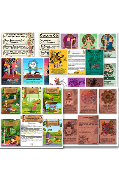 Yoga Hareketleri 100 Kartlık 1 Set Içerisinde 7 Set Barındıran Family Serisi ...