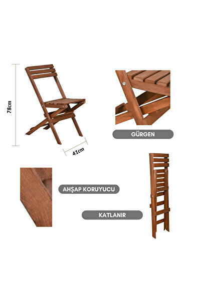 Bysay AHŞAP KATLANIR MİNDERLİ 3 lü BİSTRO SET MUTFAK BALKON BAHÇE MASA SANDALYE SETİ (CEVİZ-KREM)