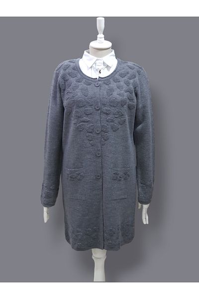 Nefs Large Size Front Cloud Pattern Embossed Cardigan with Pocket