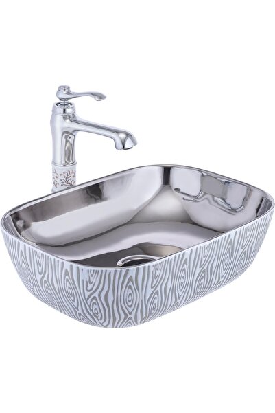 İSAOĞLU YAPI Çanak Lavabo Zebra Tasarım Seramik Lavabo 45X32 Batarya Hariçtir