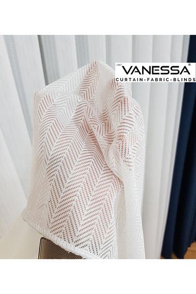 VANESSA PERDE Italian Model New Season Hall And Living Room Herringbone 1/2.5 Pleated Tulle Curtain