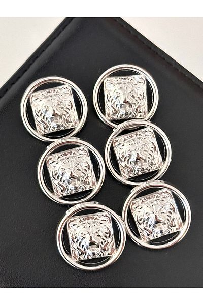 ODDA TASARIM ATÖLYESİ Lion model silver color coat and jacket button set