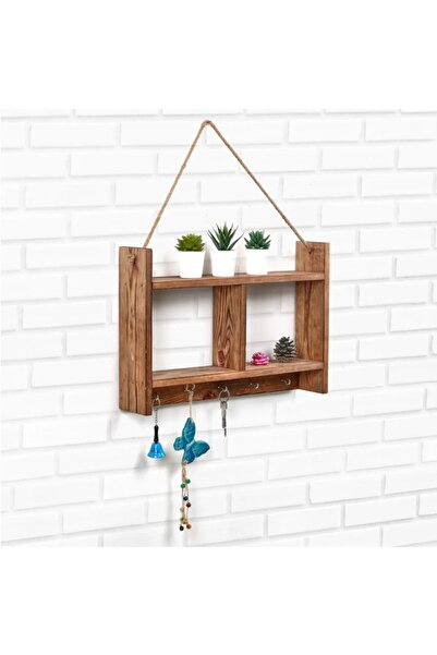 edcoy toptan Ahşap 2 Bölmeli Asma Kancalı anahtarlık