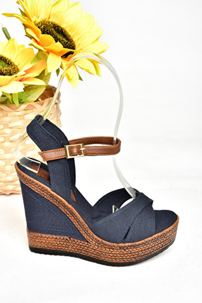 Fox Shoes Navy Blue Women's Wedge Heeled Shoes
