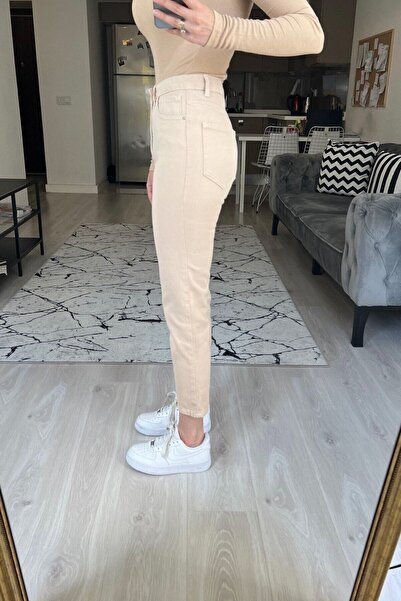 Geppetto Εύκαμπτο και ψηλόμεσο μπεζ Τζιν Τζιν Mom