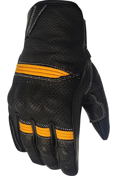 Prosev 6291 Model Black Orange Leather Motorcycle Gloves - Four Seasons