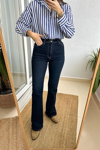 Geppetto All Star Flare Jeans Ισπανικό τζιν ψηλόμεσο Colorfast Navy Blue Ισπανικό τζιν παντελόνι ( Lycra )
