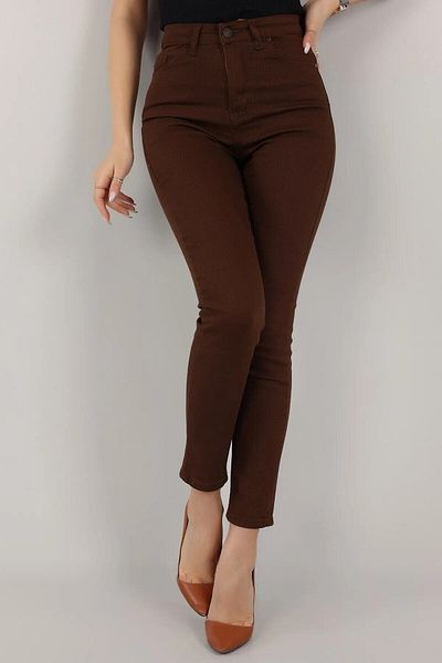 Geppetto Μαρία Γυναικείο Σκούρο Καφέ Super High Waist Comfort Lycra Mom Τζιν Παντελόνι Τζιν