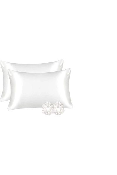 ANT HOME TEKS ANT Silk Satin 50x70 Cm Pillowcase 2Pcs Hairpin Curly Hair WHITE 2Pcs