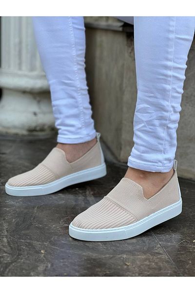 BZ Moda B114 Bt Lace-Up Ορθοπεδική Σόλα Πλεκτά Ανδρικά Κλασικά Παπούτσια Μπεζ