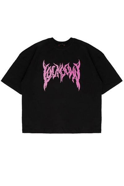 Sekizbiraltı Μαύρο μπλουζάκι Unisex Oversize με στάμπα Pink Street