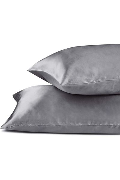 ANT HOME TEKS ANT Silk Textured Cotton Satin 50x70 Cm Pillow Case Anti-Sweat Odorless Curly Hair Dark Gray 2 Pieces