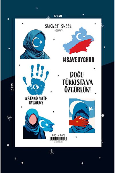 MuslimWalk Uyghur - Doğu Türkistan'a Özgürlük Sticker Seti #133