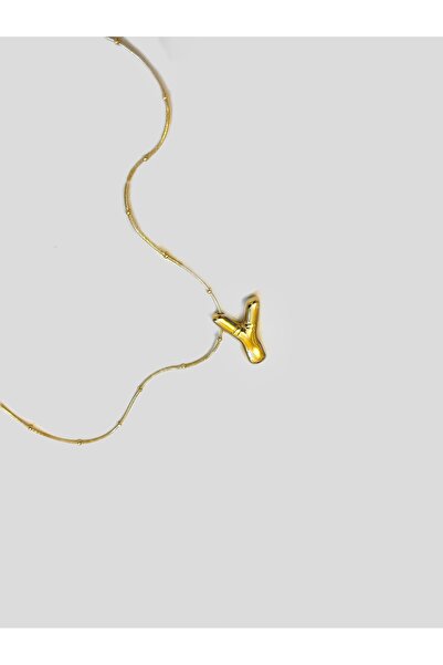 JEWELRY قلادة بحروف فولاذية فقاعية (حرف Y)
