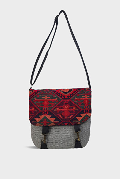Ayşe Teyze'nin Çantaları Postacı Gri Kilim Omuz Çantası
