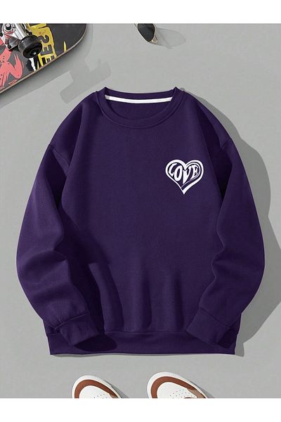 Mad&Calf Φούτερ Unisex Crew Neck Love Printed Oversize Loose Cut Fleece φούτερ