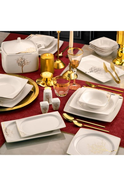 ÖZLİFE PRESTİGE COLLECTİONS Kare 60 Parça 12 Kişilik Yemek Takımı