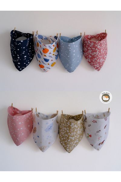 runbaby (8 Pieces) Run Baby Muslin Fabric with Two Snaps Baby Drool Bib & Scarf