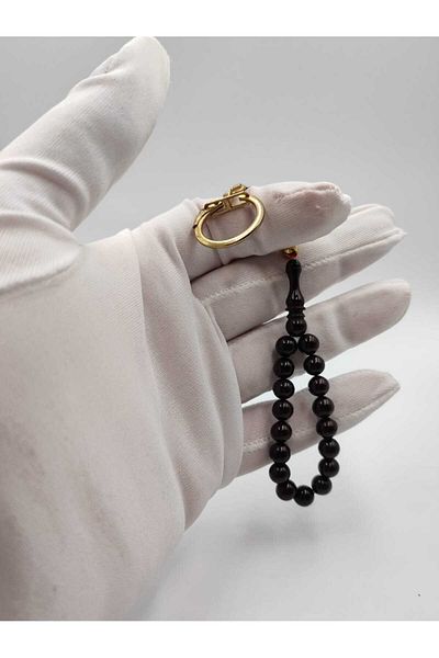 ALTUNTAŞ BLACK SPHERE CUT CRIMPING AMBER KEY Chain
