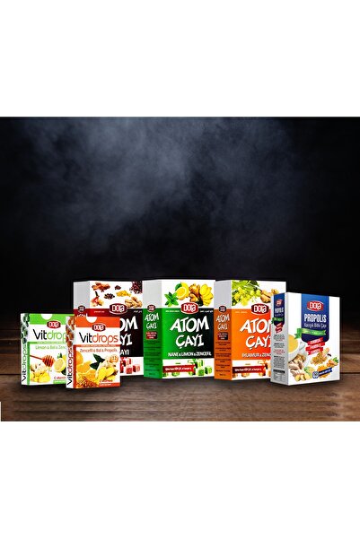 Dola 6'lı Atom Çay Ve Pastil Seti Kış Çayı-nane Limon-ıhlamur-propolis Çayı-vitdrops Boğaz Pastili
