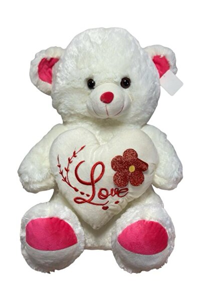 Prestij Love Kalp Yastıklı Büyük Boy Peluş Ayıcık İthal Ürün 60 Cm Uyku Arkad...