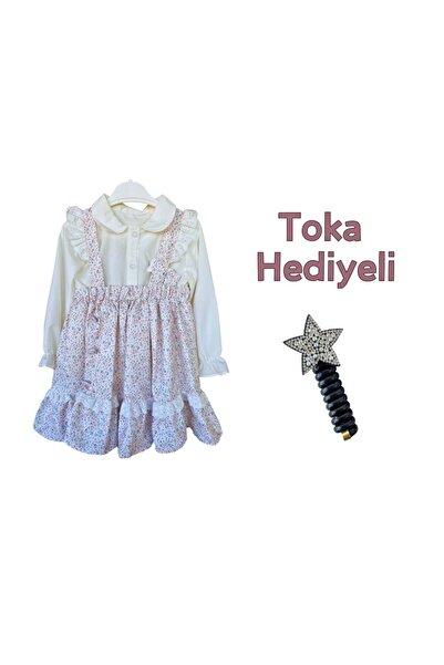 Nisankids Girl's Festive 5-6-7-8 Years Old Scalloped Gardener Dress - Shirt