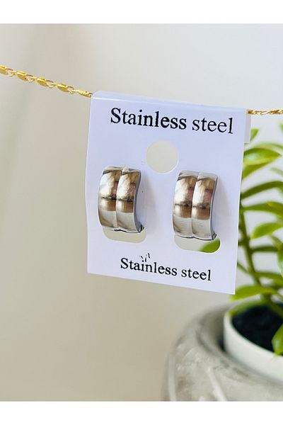KOALA COMPANY STEEL SILVER COLOR HOOP EARRING 1 CM