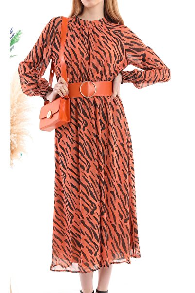 Miss Allos Rochie lungă din șifon, elegantă și modernă, cu model, căptușită c...