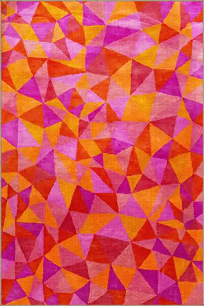 Rugs Modern Halı Turuncu Pembe Temalı Geometrik Desenli Modern Dekoratif Halı...