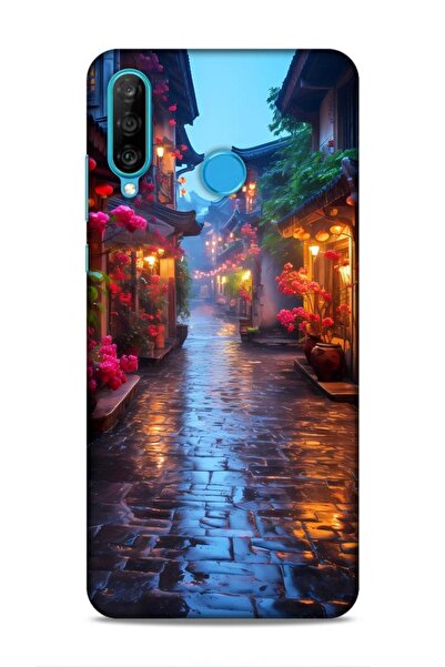 Lopard Huawei P30 Lite Ays Hifi 6 Çin Pekin Sokakları Pembe Yeşil Koruyucu Kapak